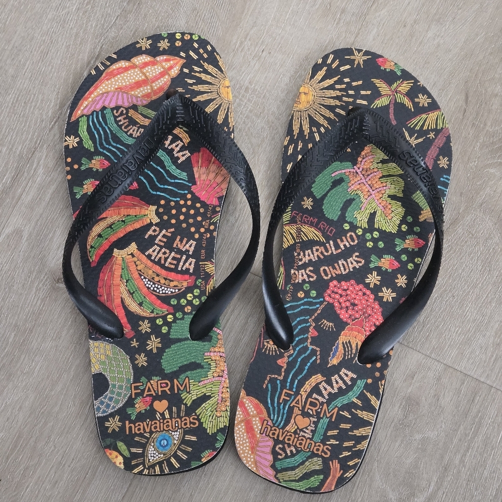 Havaianas X Farm Rio Tropical Dia De Sol Sandals Flip Flops - Picture 3 of 10